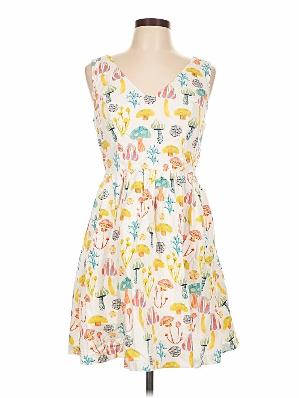 ModCloth White Dress with Multicolor Mushroom Print - Picture 5 of 6